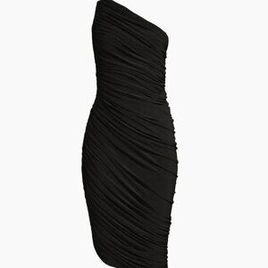 Norma Kamali Asymmetric Ruched Diana dress in Black Sz S/36 US 4